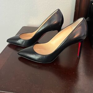 Christian Louboutin Pigalle 85 Nappa Shiny Black Heels with Iconic Red Soles
